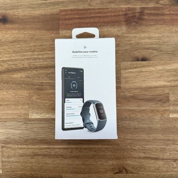 Fitbit Charge 5 Fitness & Health Tracker Platinum Stainless Steel Case Blue Band - Picture 2 of 16